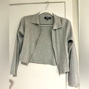 Misssguided grey ribbed cardigan